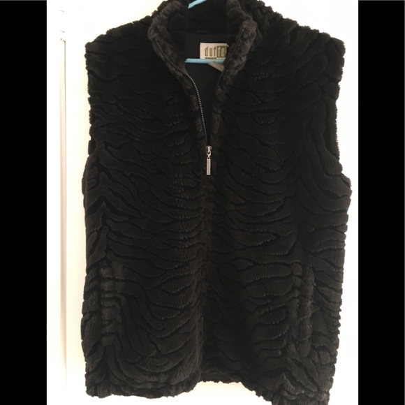 Faux Fur Plush Thigh Length Brown Zippered Vest - Picture 1 of 5